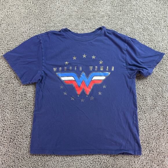 DC Tops - Wonder Woman Shirt Womens Large Blue Red DC Comics Short Sleeve Ladies